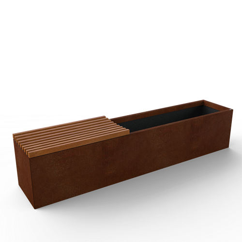 Gardenbox Corten med sittyta