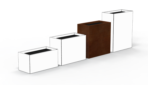 Gardenbox Corten isolerad höjd 80cm