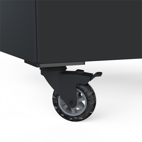 Svart hjul 75 mm monterad