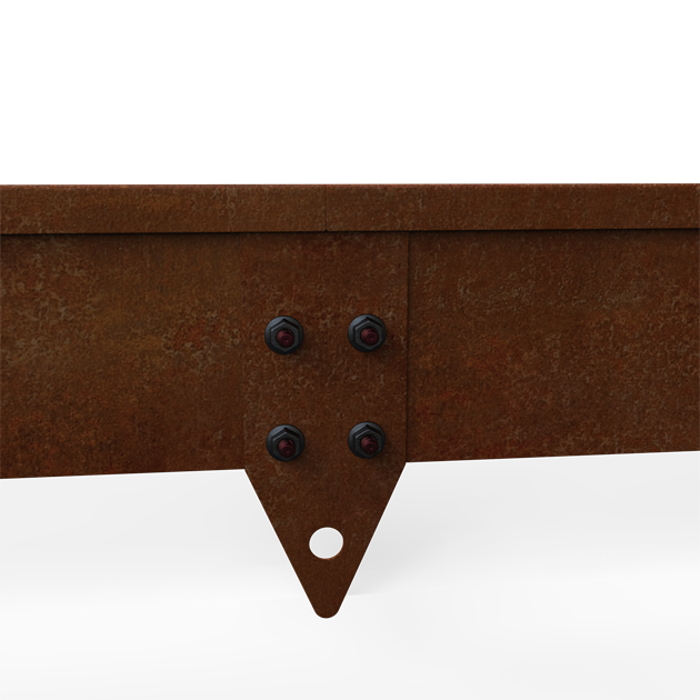 Skarv rak Corten CS H=10cm ;Med skruv och mutter